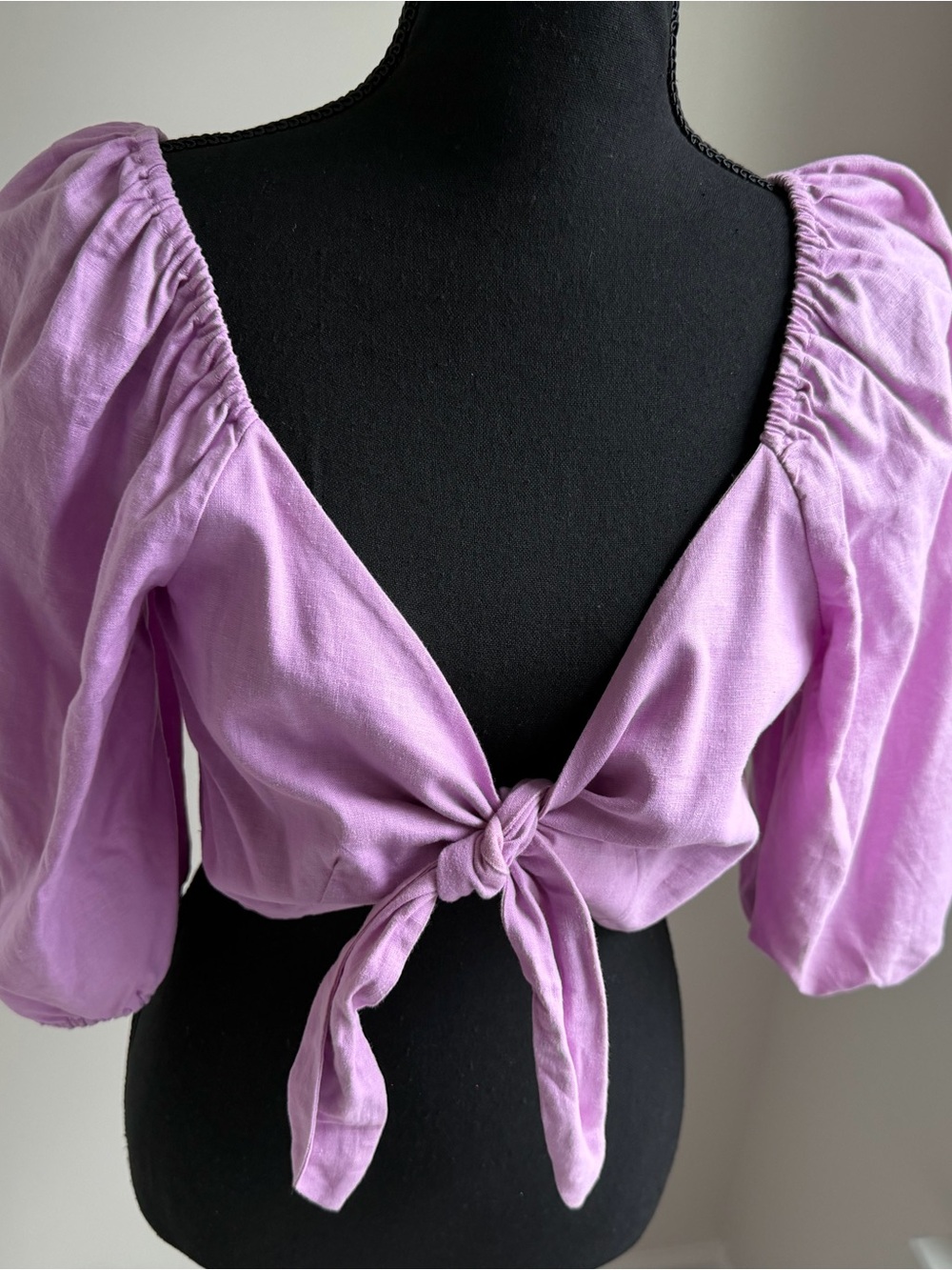 Express Lilac Tie Front Crop Top – Size Small - Picture 3 of 6